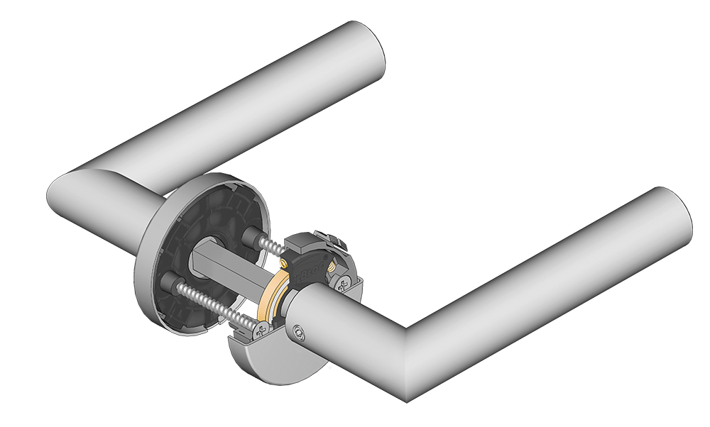 scoop türdrücker mit querschnitt der verschraubung und der slidebloc light gleitlagertechnik