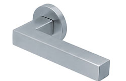 scoop edelstahl türdrücker form 1002 in edelstahl matt auf rundrosette