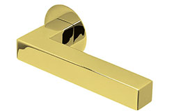 scoop flache lösungen türdrücker form 1002 in pvd messinggelb auf flacher rundrosette