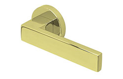 scoop edelstahl türdrücker form 1005 in pvd messinggelb auf rundrosette