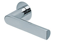 scoop flache lösungen türdrücker form 1008 in edelstahl poliert auf flacher rundrosette