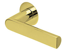 scoop flache lösungen türdrücker form 1008 in pvd messinggelb auf flacher rundrosette