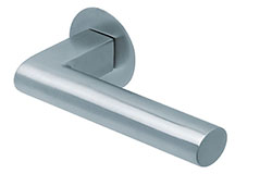 scoop flache lösungen türdrücker form 1011 in edelstahl matt auf flacher rundrosette