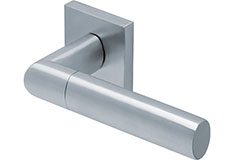 scoop edelstahl türdrücker form 1012 in edelstahl matt auf quadratrosette