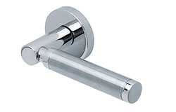 scoop edelstahl türdrücker form 1013 in edelstahl poliert auf rundrosette