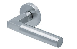 scoop edelstahl türdrücker form 1016 in edelstahl matt auf rundrosette