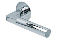 scoop flache lösungen türdrücker form 1016 in edelstahl poliert auf flacher rundrosette