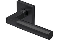 scoop edelstahl türdrücker form 2016 in edelstahl schwarz matt auf quadratrosette