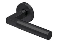 scoop edelstahl türdrücker form 2016 in edelstahl schwarz matt auf rundrosette