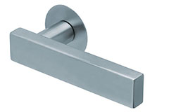 scoop flache lösungen türdrücker form 1019 in edelstahl matt auf flacher rundrosette