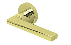 scoop edelstahl türdrücker form 1025 in pvd messinggelb auf rundrosette