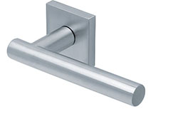 scoop edelstahl türdrücker form 1074 in edelstahl matt auf quadratrosette