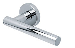 scoop edelstahl türdrücker form 1074 in edelstahl poliert auf rundrosette