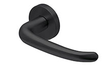 scoop edelstahl türdrücker form 2103 in edelstahl schwarz matt auf rundrosette