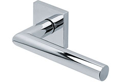 scoop edelstahl türdrücker form 1106 in edelstahl poliert auf quadratrosette