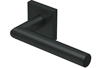 scoop edelstahl türdrücker form 1106 in edelstahl schwarz matt auf quadratrosette