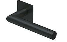scoop flache lösungen türdrücker form 1106 in edelstahl schwarz matt auf flacher quadratrosette