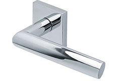 scoop edelstahl türdrücker form 1108 in edelstahl poliert auf quadratrosette