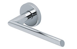 scoop edelstahl türdrücker form 1109 in edelstahl poliert auf rundrosette