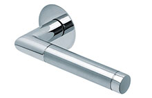 scoop flache lösungen türdrücker form 1174 in edelstahl poliert auf flacher rundrosette