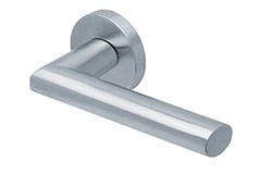 scoop edelstahl türdrücker form 1206 in edelstahl matt auf rundrosette