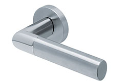 scoop edelstahl türdrücker form 1212 in edelstahl matt auf rundrosette