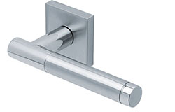 scoop edelstahl türdrücker form 1275 in edelstahl matt auf quadratrosette