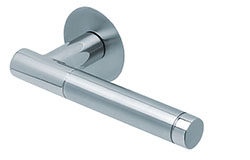 scoop flache lösungen türdrücker form 1275 in edelstahl matt auf flacher rundrosette