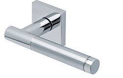 scoop edelstahl türdrücker form 1275 in edelstahl poliert auf quadratrosette