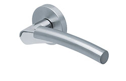 scoop edelstahl türdrücker form 1764 in edelstahl matt auf rundrosette