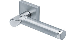 scoop edelstahl türdrücker form 1765 in edelstahl matt auf quadratrosette