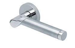 scoop edelstahl türdrücker form 1765 in edelstahl poliert auf rundrosette