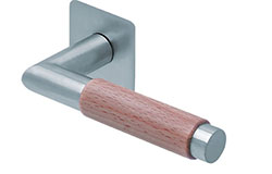 scoop flache lösungen türdrücker form 1X74 in edelstahl matt auf flacher quadratrosette