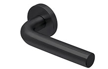 scoop edelstahl türdrücker form 2100 in edelstahl schwarz matt auf rundrosette