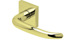 scoop edelstahl türdrücker form 2103 in pvd messinggelb auf quadratrosette