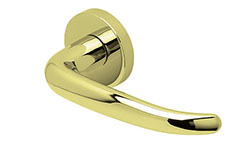 scoop edelstahl türdrücker form 2103 in pvd messinggelb auf rundrosette