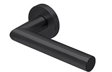 scoop edelstahl türdrücker form 2106 in edelstahl schwarz matt auf rundrosette