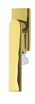 scoop fenstergriffe form 1008 pvd messinggelb auf eckiger rosette abschließbar