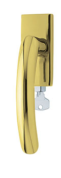 scoop fenstergriffe form 1085 pvd messinggelb auf eckiger rosette abschließbar