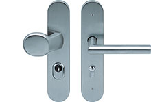 scoop sicherheit tresor griffknopf und drücker schildgarnitur in edelstahl matt mit kernziehschutz